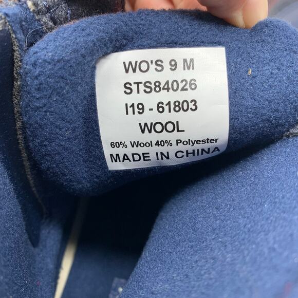 Sperry Saltwater Varsity Duck Winter Ankle Boot Blue Stripe Wool Blend Size 9 - Picture 2 of 8